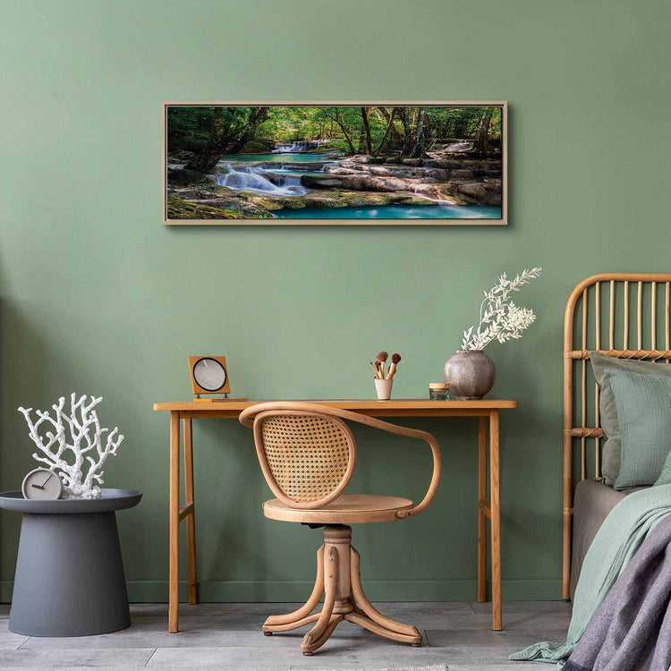 Schilderij - Nature: Forest Waterfall (Canvas)