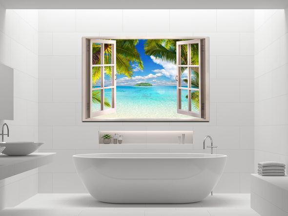 Schilderij - Window: Sea View (Canvas)