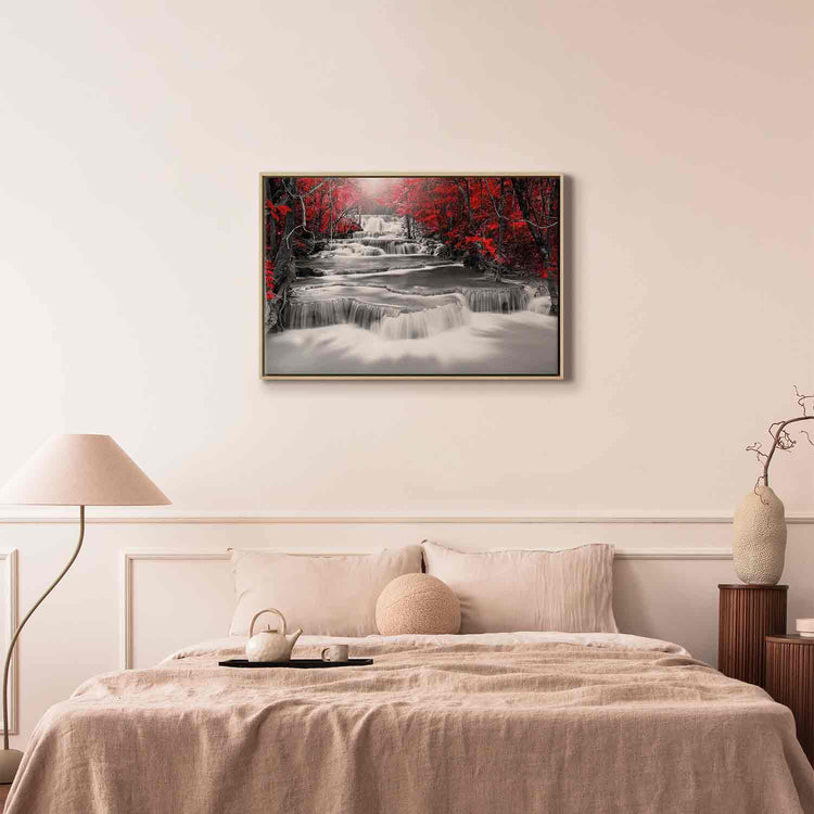 Schilderij - Cascade of Thoughts (1 Part) Wide Red (Canvas)