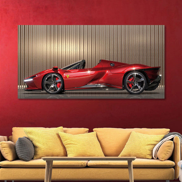 Schilderij 160x80 Rode sportwagen (Glas)