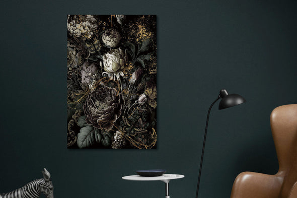 Schilderij 80x120 Donker boeket (Glas)