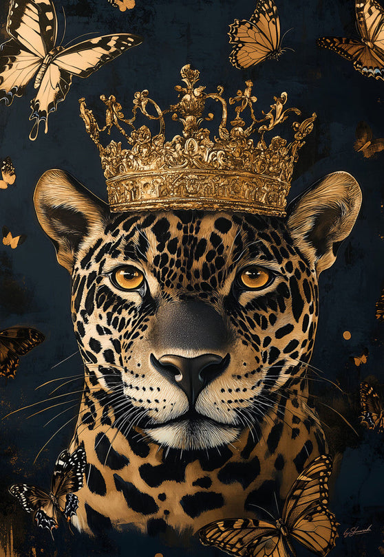 Schilderij 110x160 Panter met kroon (Glas)