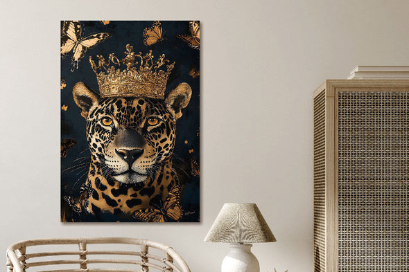 Schilderij 110x160 Panter met kroon (Glas)