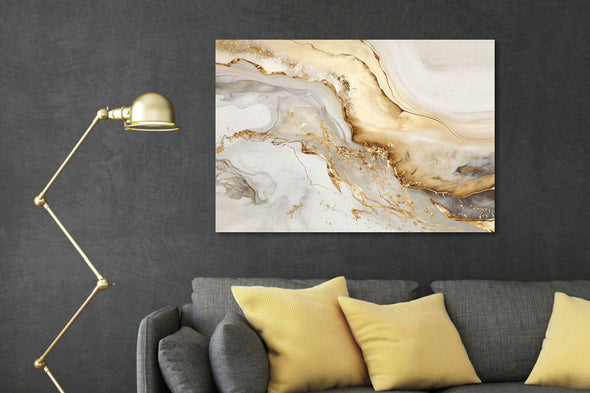 Schilderij 160x110 Gouden golven (Glas)