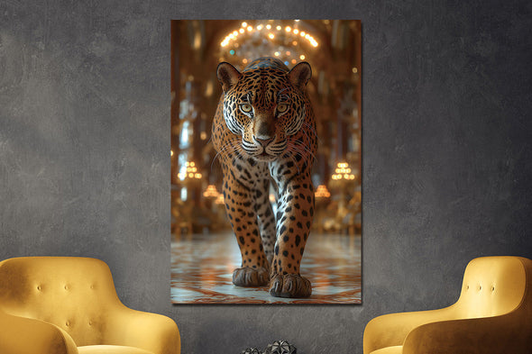 Schilderij 80x120 Panter in paleis (Glas)