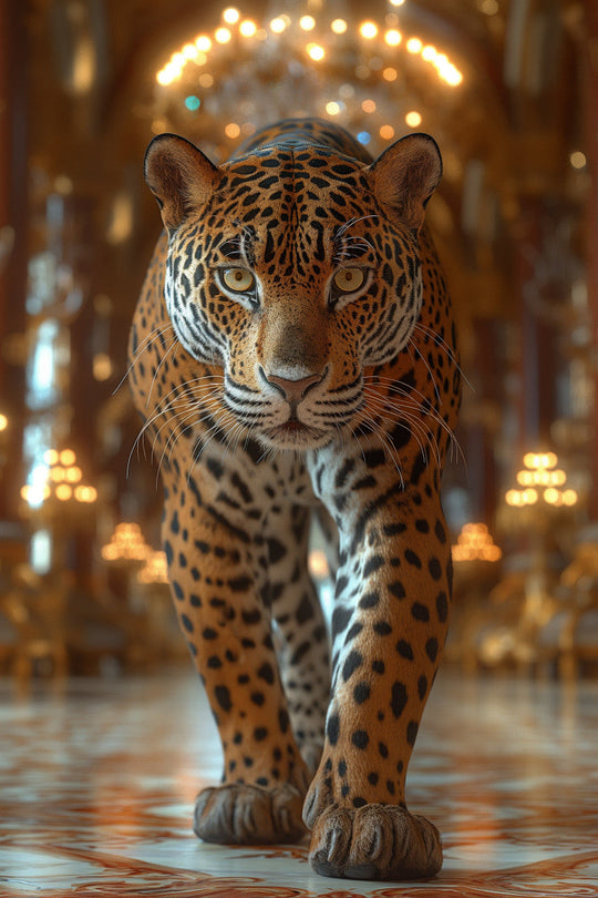 Schilderij 80x120 Panter in paleis (Glas)