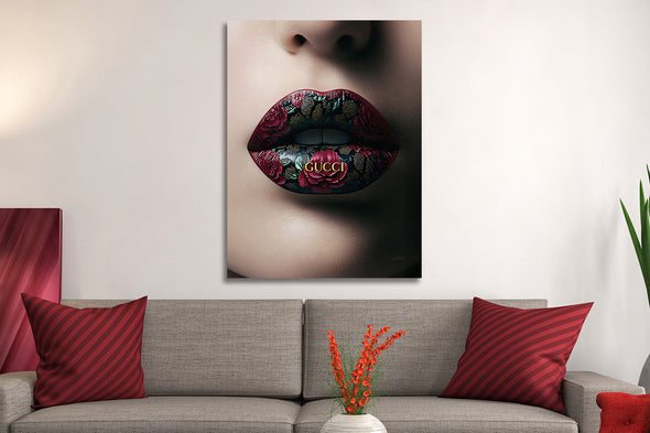 Schilderij 60x80 Donkere lippen (Glas)