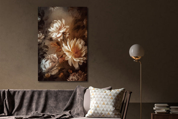 Schilderij 80x120 Witte bloemen (Glas)