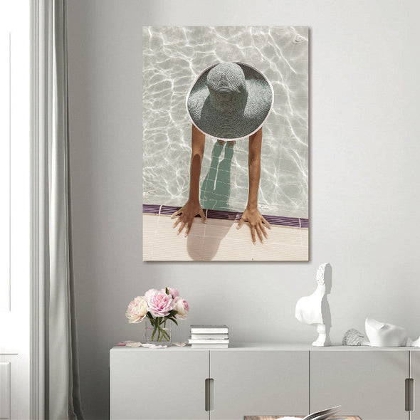 Schilderij met 3D reliëf 80x120 In het zwembad (Glas)