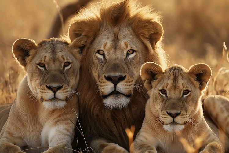 Schilderij 120x80 Leeuwen (Glas)