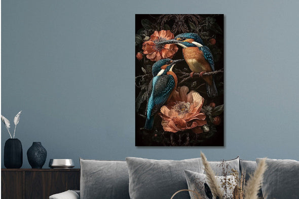 Schilderij 80x120 Twee ijsvogels (Glas)