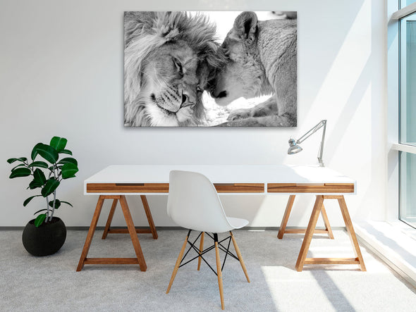 Schilderij - Lion's Love (Canvas)
