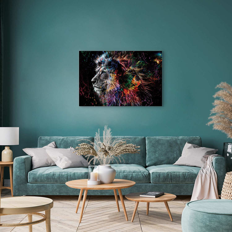 Schilderij - Crazy Lion (1 Part) Wide (Canvas)