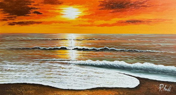 Schilderij - Sundown 130x70 (Olieverf)