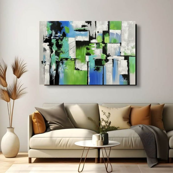 Schilderij - Greenish 120x80 (Olieverf)
