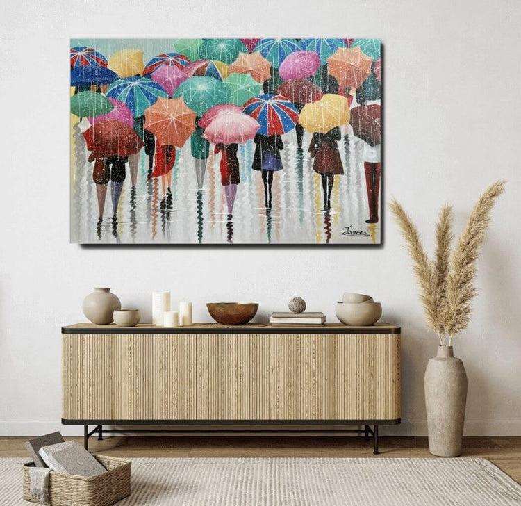 Schilderij - Raining 120x80 (Olieverf)