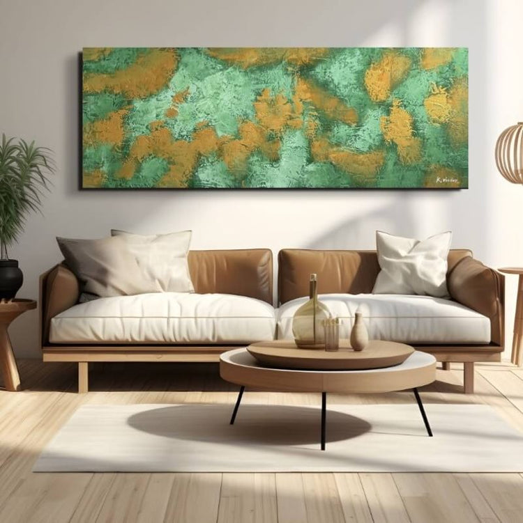Schilderij - Golden Gem 160x60 (Olieverf)