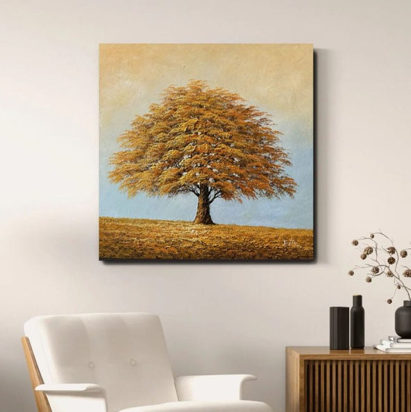 Schilderij - Old Tree 90x90 (Olieverf)