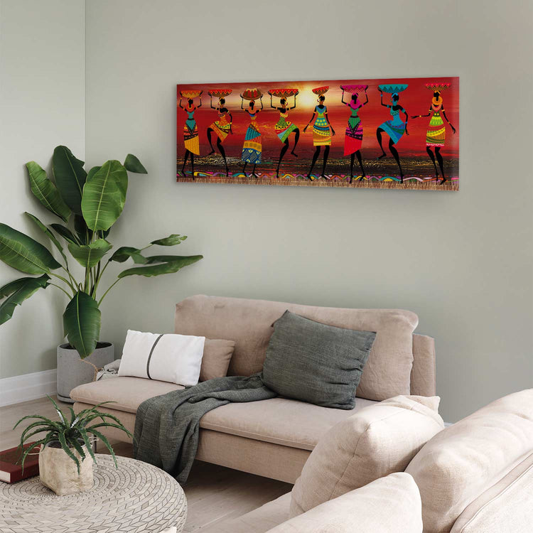Schilderij - African Women Dancing (Canvas)