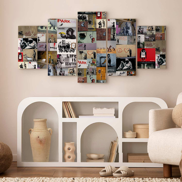 Schilderij - Art of Collage: Banksy IV (Canvas)