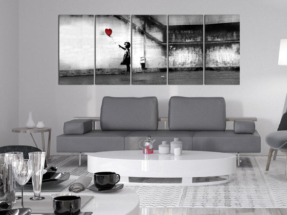 Schilderij - Banksy: Runaway Balloon (Canvas)