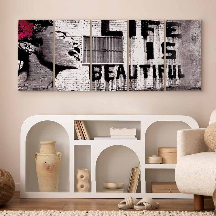 Schilderij - Banksy: Life is Beautiful (Canvas)