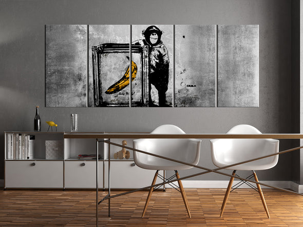 Schilderij - Banksy: Monkey with Frame (Canvas)