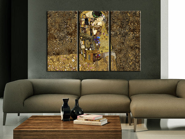 Schilderij - Klimt inspiration - Kiss (Canvas)