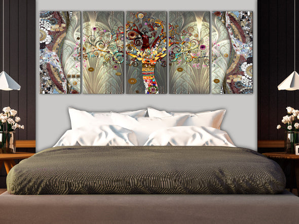 Schilderij - Tree of Life (5 Parts) Narrow (Canvas)
