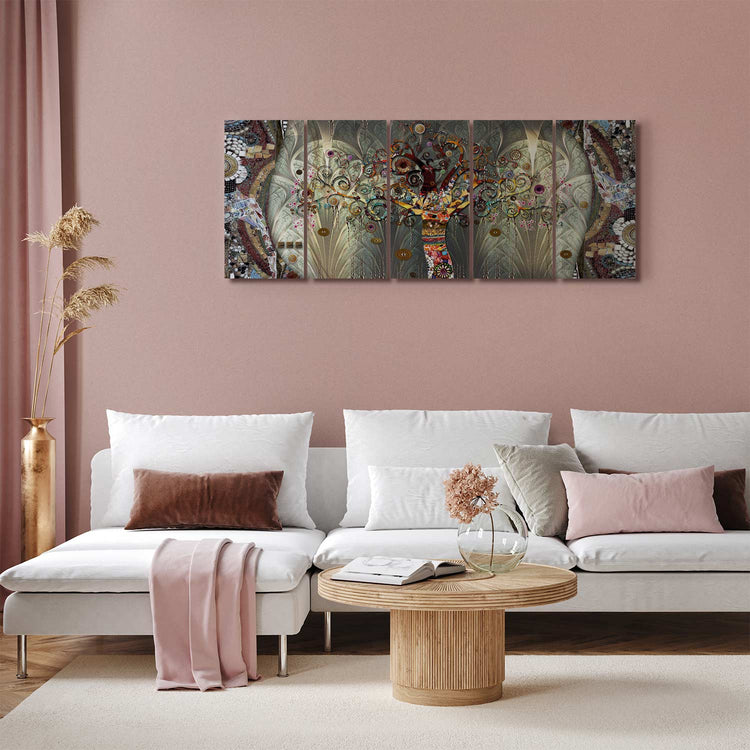 Schilderij - Tree of Life (5 Parts) Narrow (Canvas)