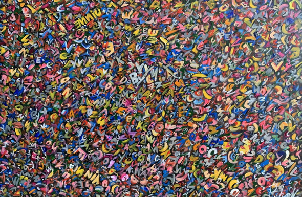 Schilderij - Crazy Talk 120x80 (Olieverf)