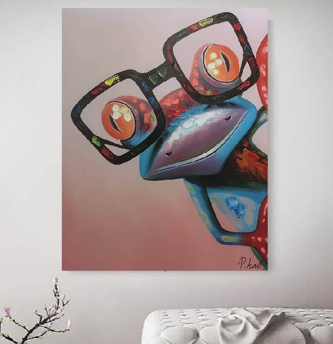 Schilderij - Mr. Frog 100x80 (Olieverf)