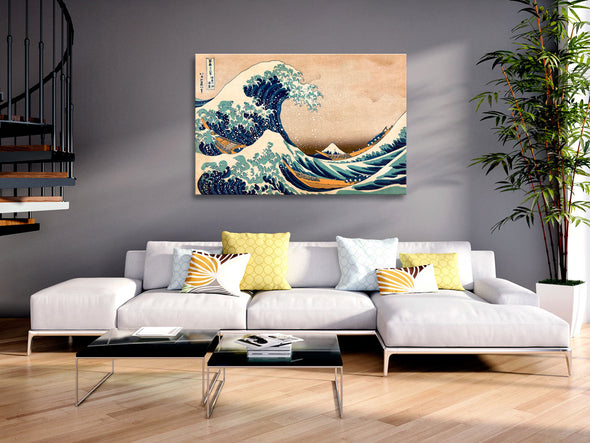 Schilderij - The Great Wave off Kanagawa (Reproduction) (Canvas)