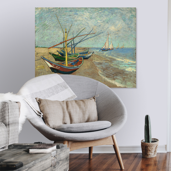 Vissersboten op het strand van Les Saintes-Maries-de-la-Mer