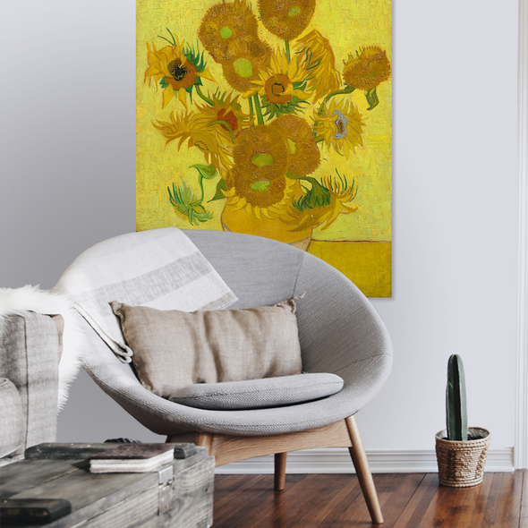 Schilderij Zonnebloemen (Dibond /  Plexiglas) - Schilderijen.nl