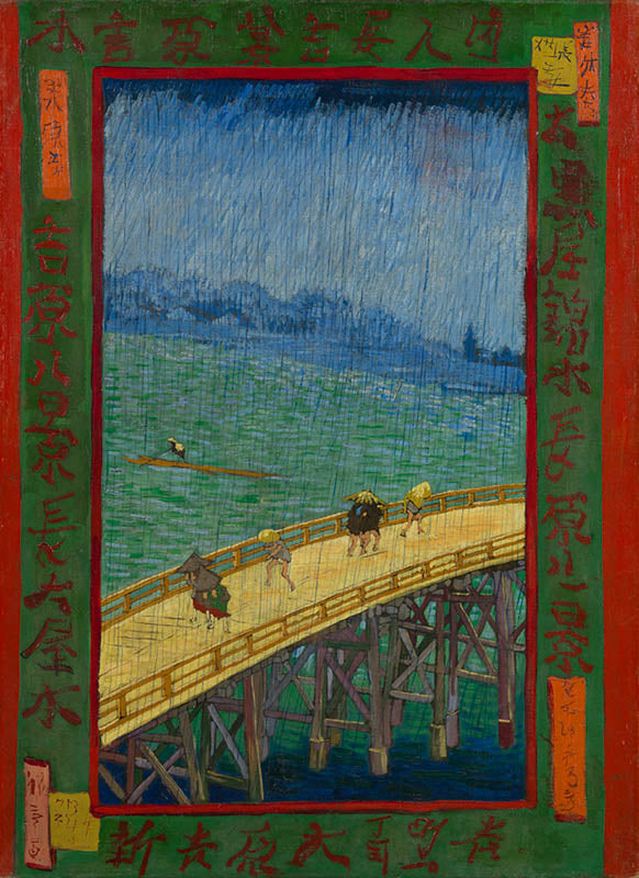 Brug in de regen (naar Hiroshige)