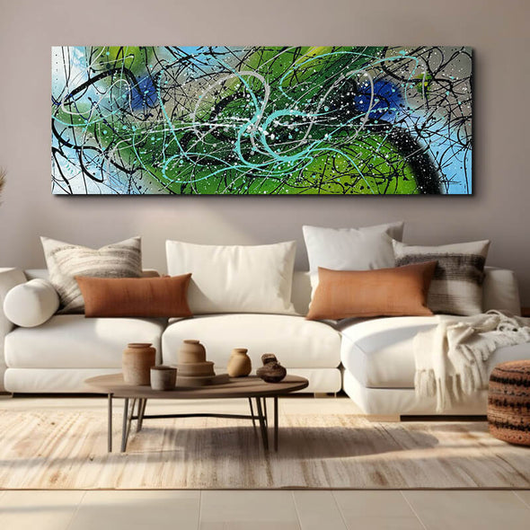 Schilderij - Green Bang 160x60 (Olieverf)