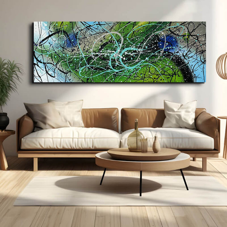 Schilderij - Green Bang 160x60 (Olieverf)