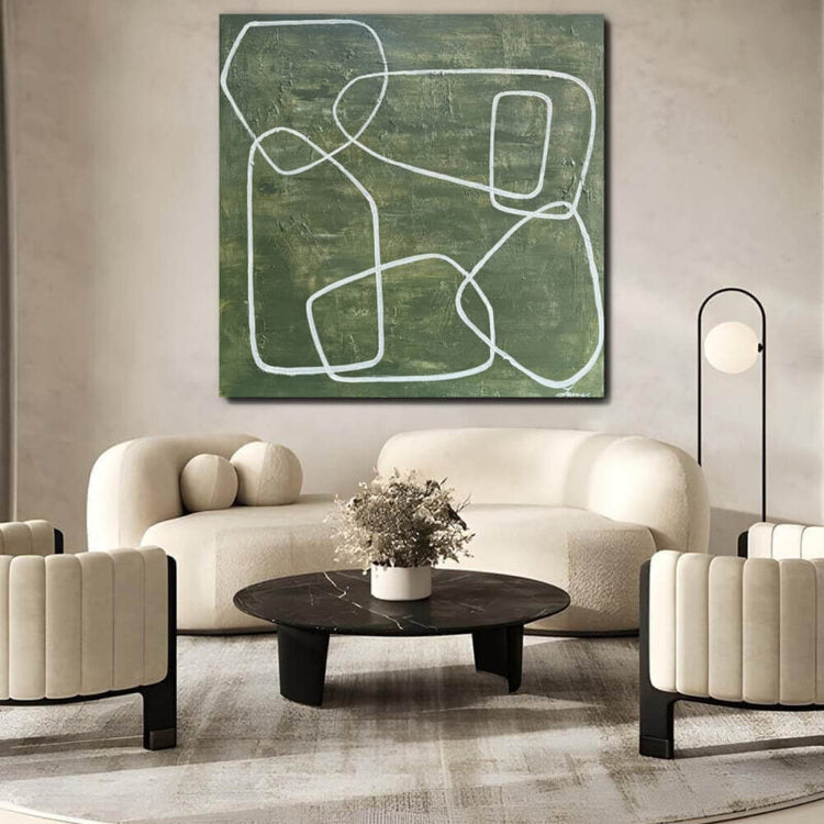 Schilderij - Fields 120x120 (Olieverf)