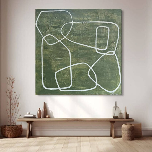 Schilderij - Fields 120x120 (Olieverf)