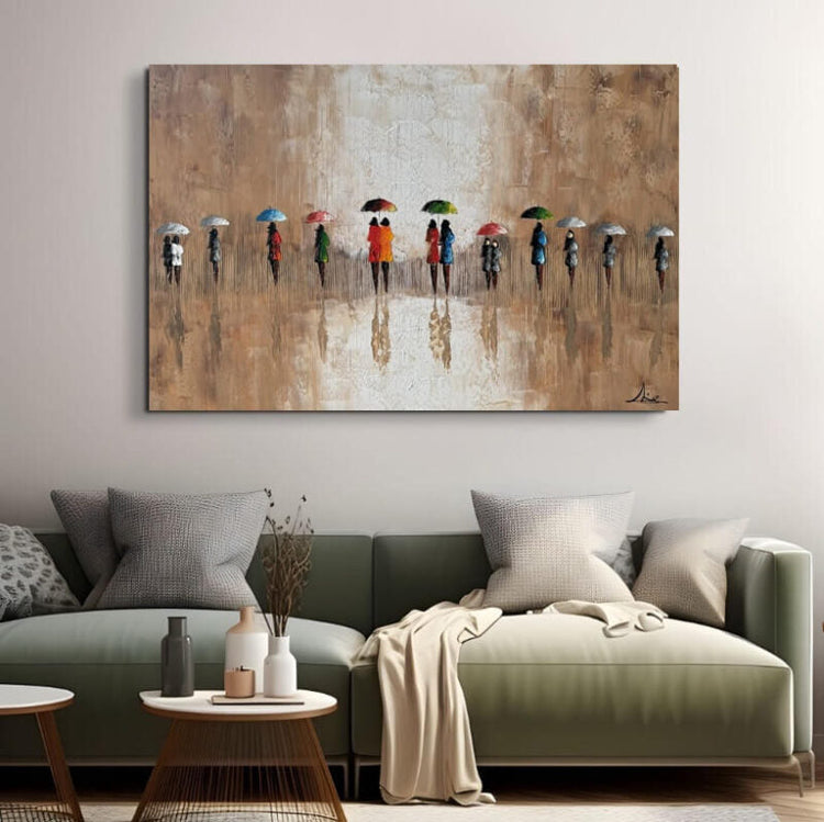 Schilderij - A Walk in the Rain I 120x80 (Olieverf)