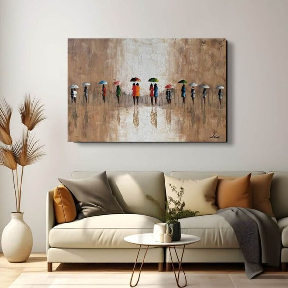 Schilderij - A Walk in the Rain I