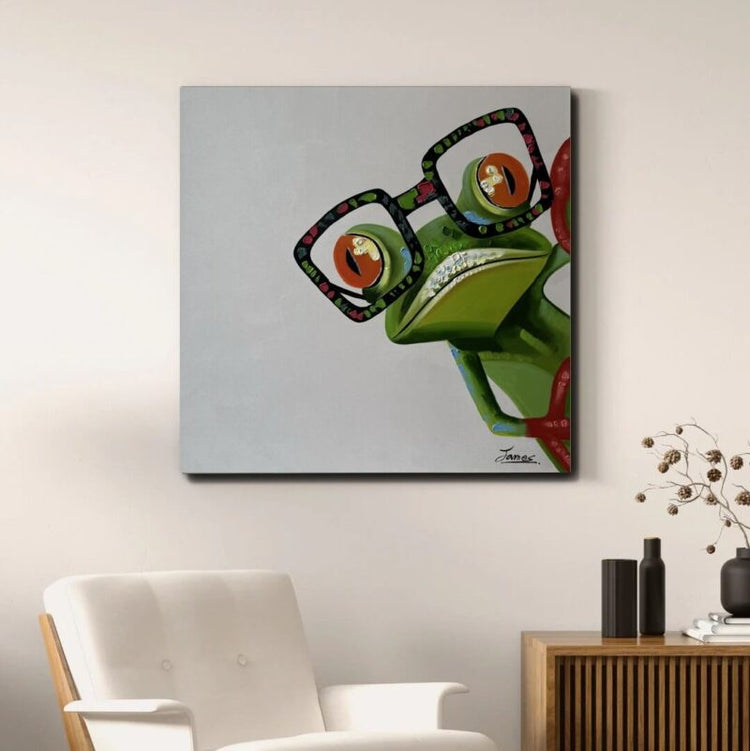 Schilderij - Glasses 90x90 (Olieverf)