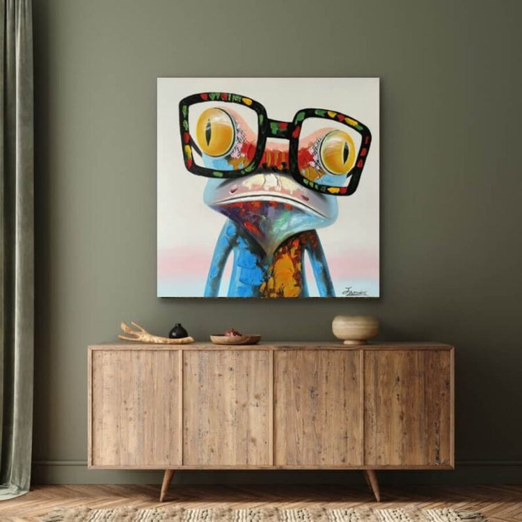 Schilderij - Froggy 90x90 (Olieverf)