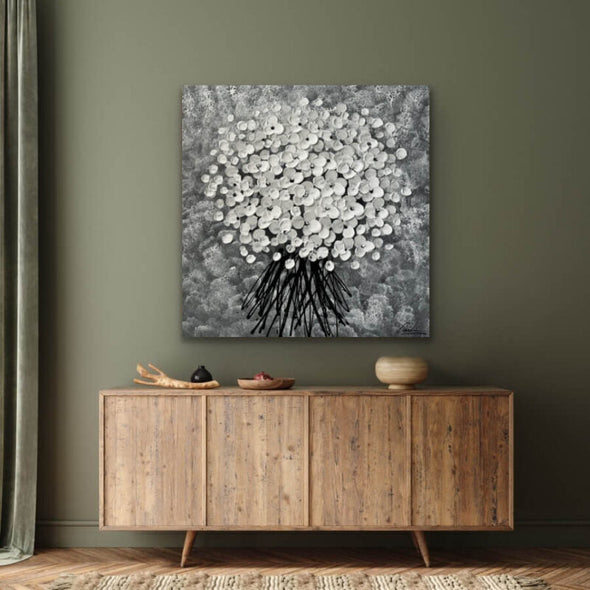 Schilderij - Flowers 90x90 (Olieverf)
