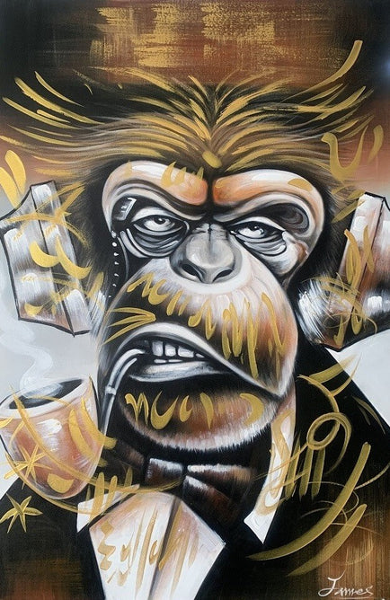 Schilderij - Smonkey 120x80 (Olieverf)