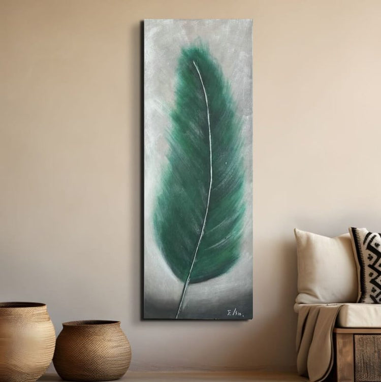 Schilderij - Leafy Green 160x60 (Olieverf)
