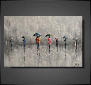 Olieverf schilderij A Walk in the Rain 120x80