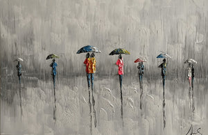 Olieverf schilderij A Walk in the Rain 120x80