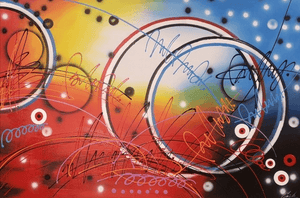 Olieverf schilderij Abstract Circles 120 x 80 cm